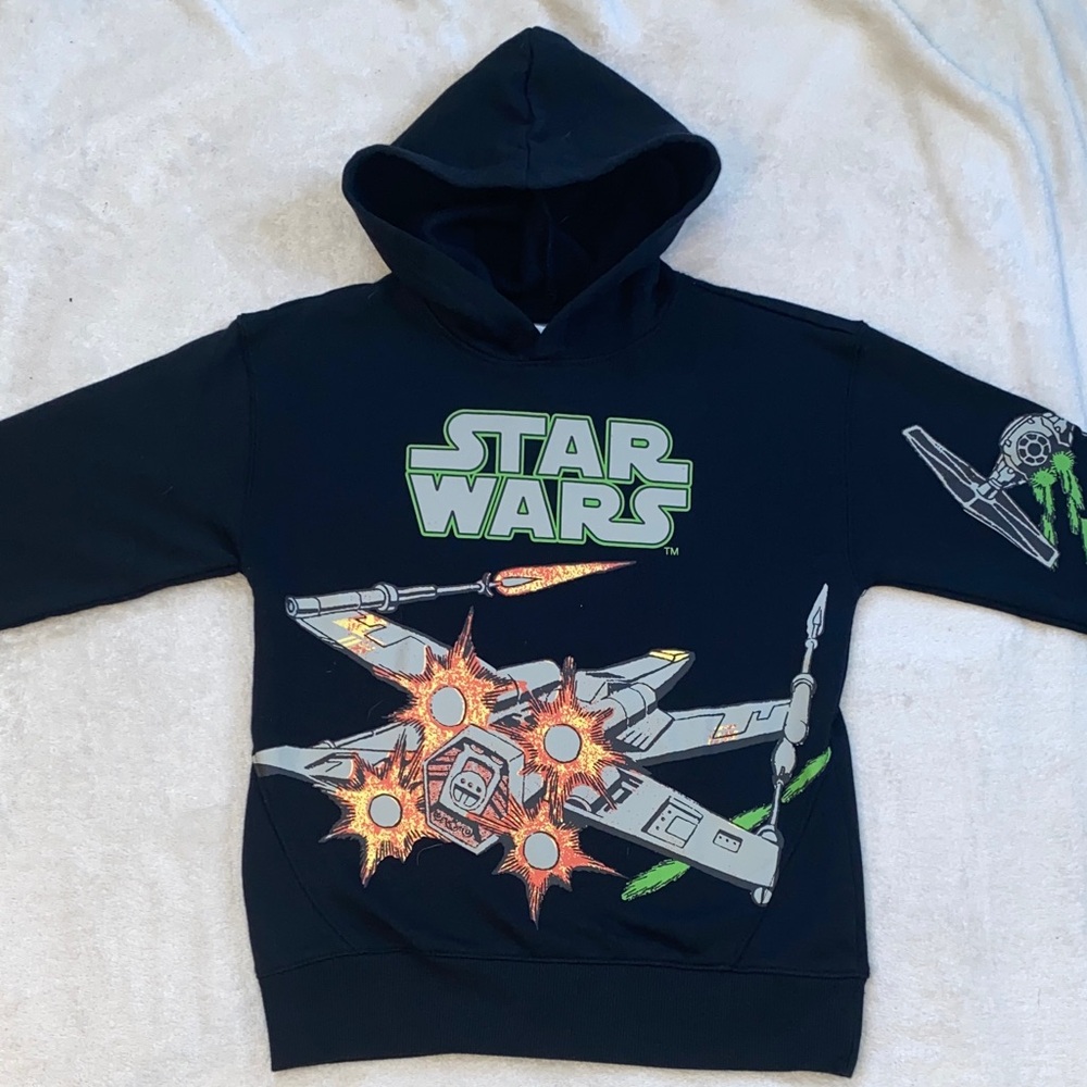 Star Wars Disney collectible X-Wing Fighter black hoodie Sz M NWOT